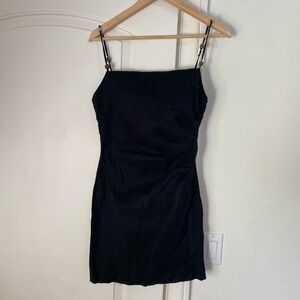 Black linen dress